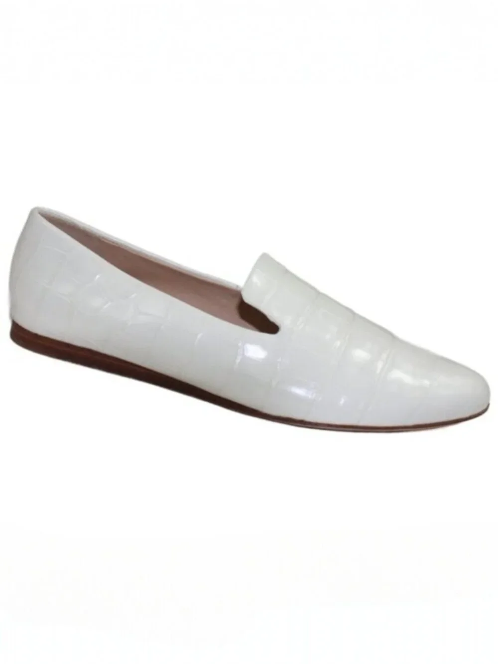 Veronica Beard Griffin White Crock Embossed Preppy Coastal Loafer, Size 6.5